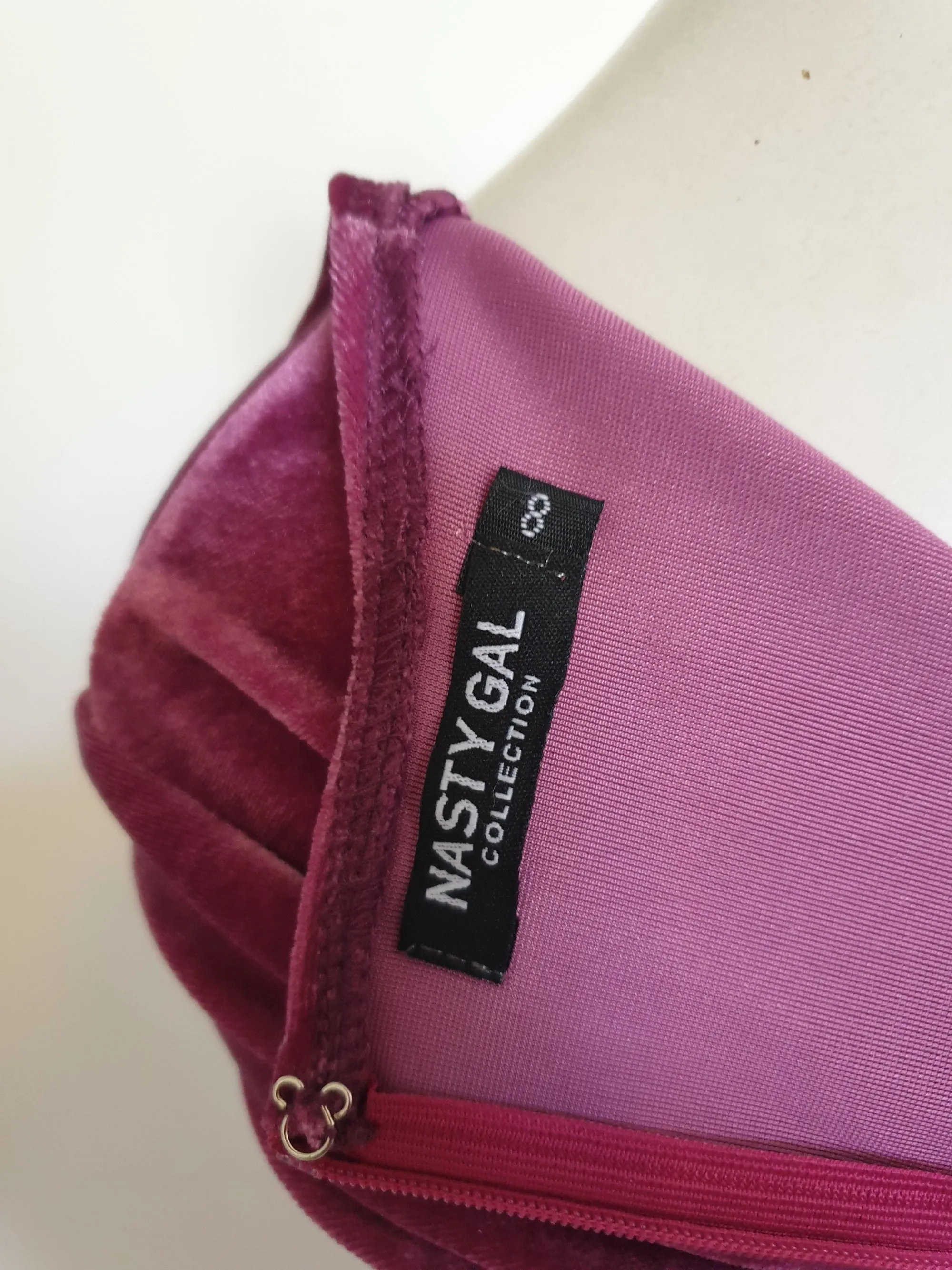 Vintage Style Purple Velour Mini Dress by Nasty Gal - S