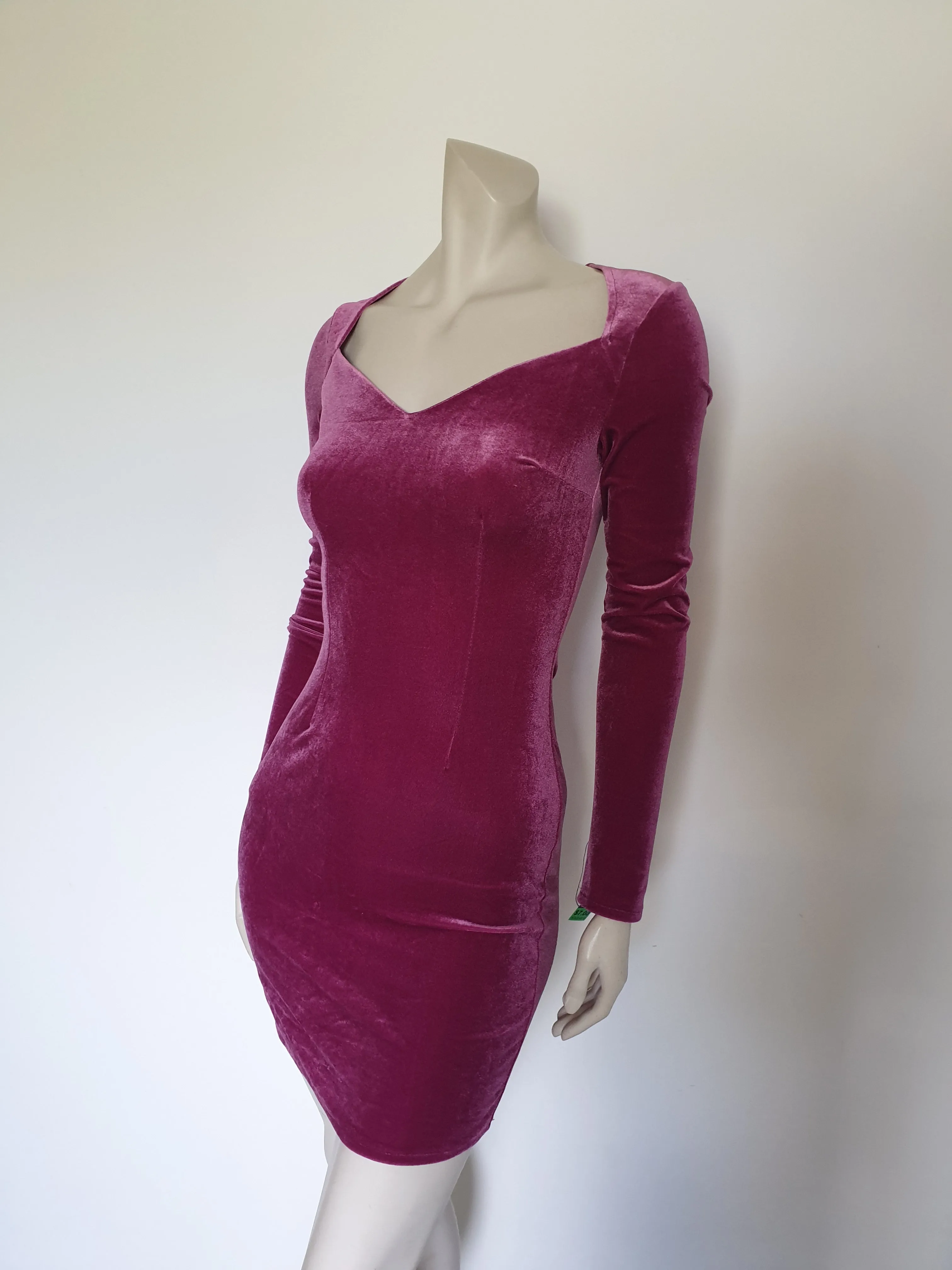 Vintage Style Purple Velour Mini Dress by Nasty Gal - S