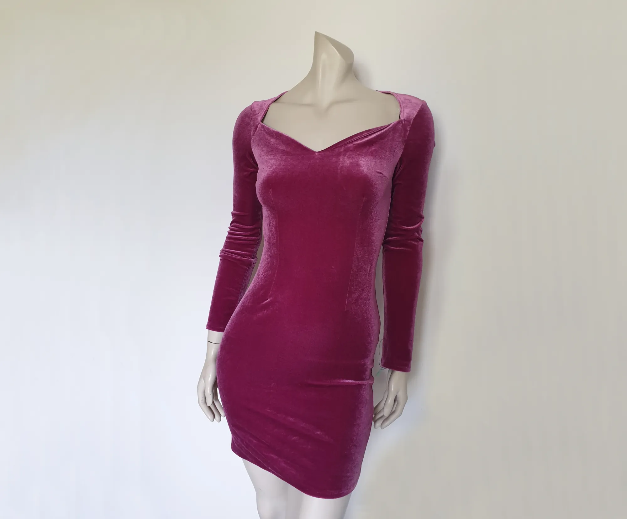 Vintage Style Purple Velour Mini Dress by Nasty Gal - S
